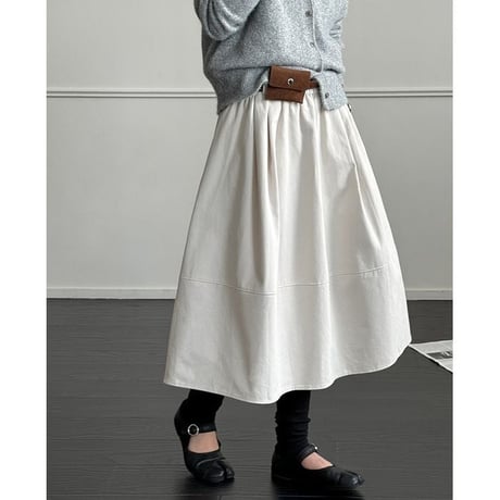pouch belt flared skirt /3color　NK2559