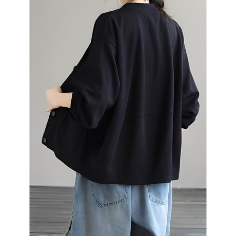 rib collar pockets cardigan /2color　NK2679