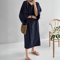 v neck volume sleeve dress　NK2461