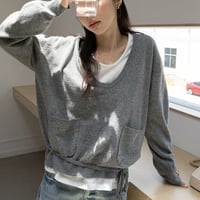 ribbon hem wide neck pullover　NK2620