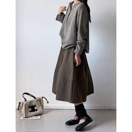 pouch belt flared skirt /3color　NK2559