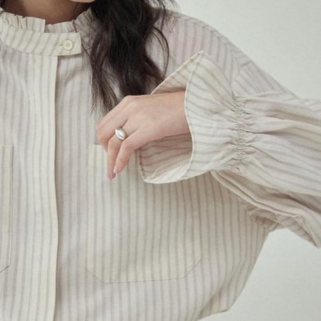 candy sleeve stand collar striped shirt/2color　NK2693