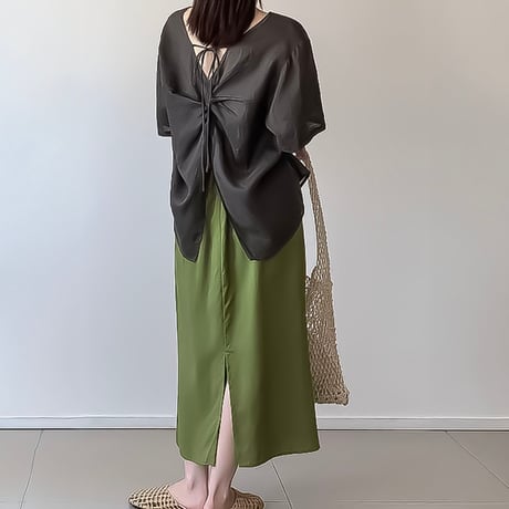 back ribbon relaxed blouse /3color　NK2397