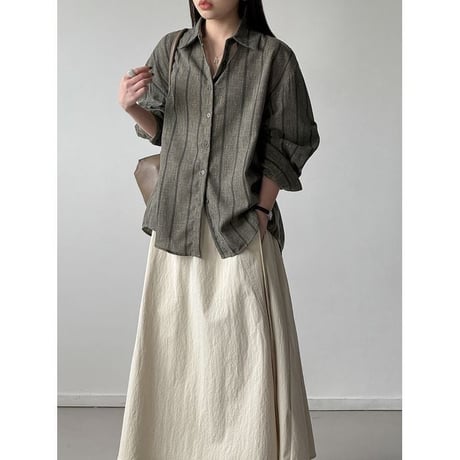 stripe relaxed loose shirt /2color　NK2655