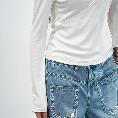 asymmetric layered long sleeve tee /2color　NK2339