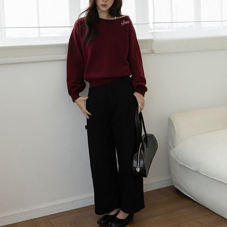 lettering knit pullover　NK2605