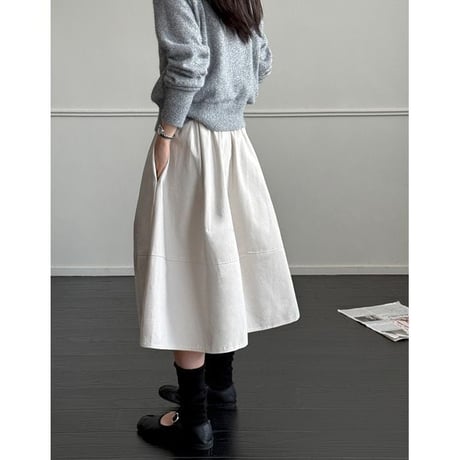 pouch belt flared skirt /3color　NK2559