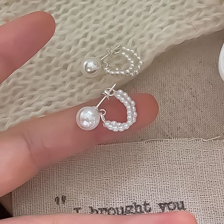 double hoop pearl studs　NK2350