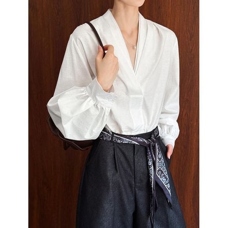 baloon sleeve v-neck blouse　NK2624