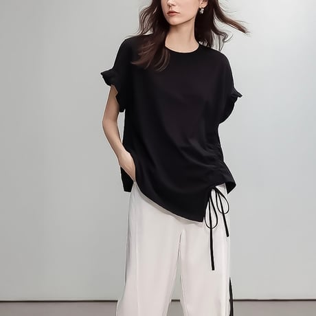 ruffle sleeve drawstring tee /3color　NK2243