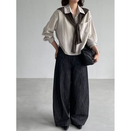knit shawl loose shirt set /2color　NK2656