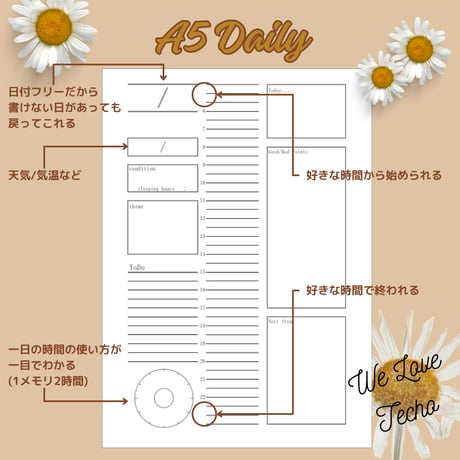 【物販】A5_1PDay_日付フリーDailyリフィル