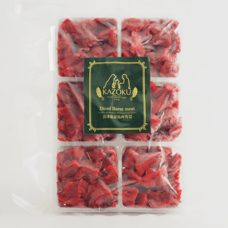 【冷凍】KAZOKU　会津銘産馬肉角切　300ｇ（50ｇ小分け）　※常温商品とは一緒に注文不可です。
