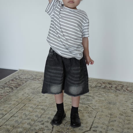 stripe rib tee｜white