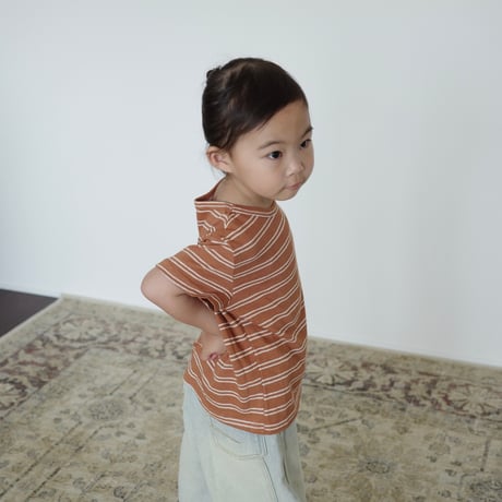 stripe rib tee｜orange
