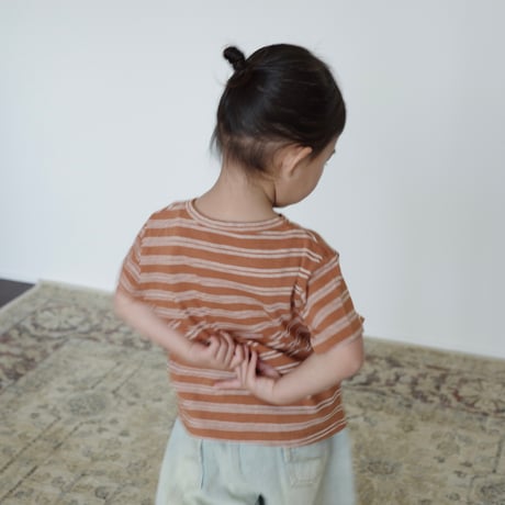 stripe rib tee｜orange