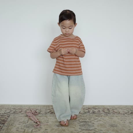 stripe rib tee｜orange