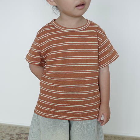 stripe rib tee｜orange