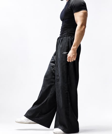 LINEN WIDE PANTS BLACK
