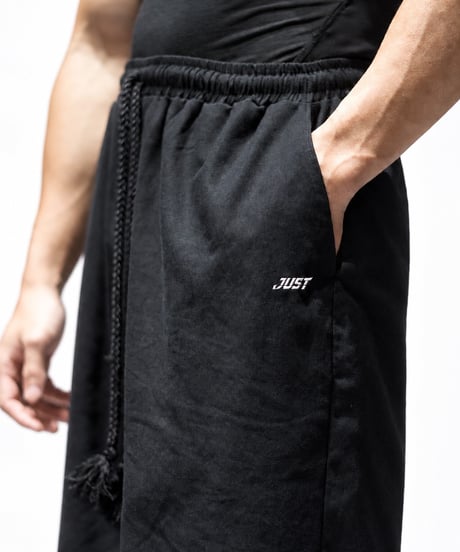 LINEN WIDE PANTS BLACK