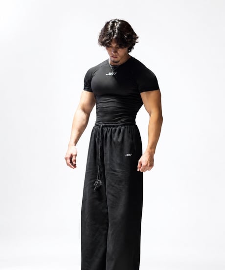 LINEN WIDE PANTS BLACK
