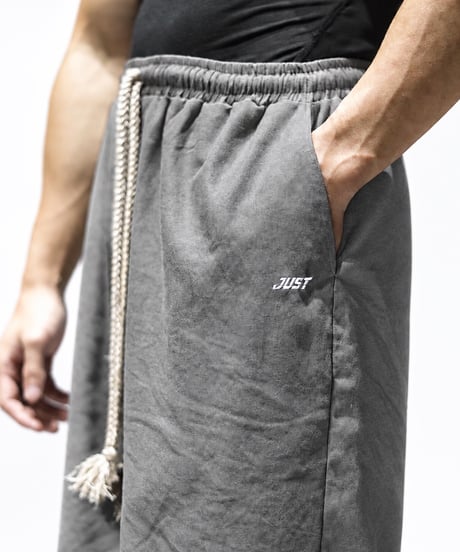 LINEN WIDE PANTS GRAY