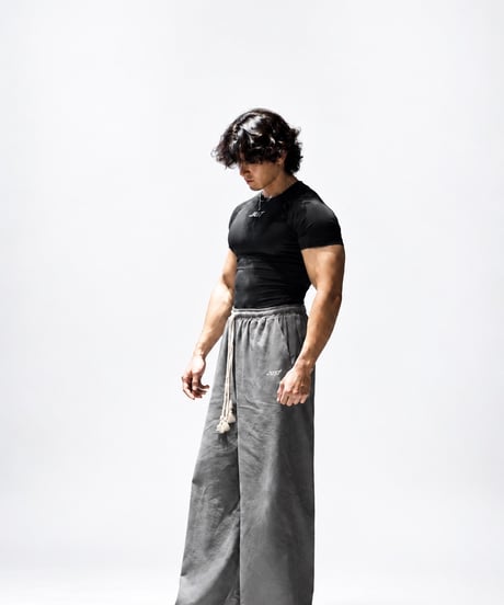 LINEN WIDE PANTS GRAY