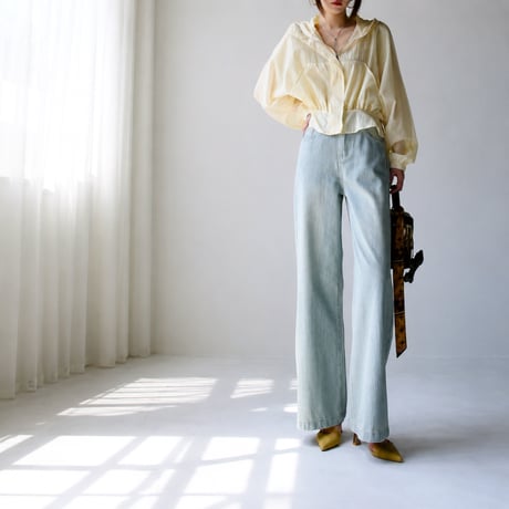 retro stripe washed wide leg denim pants　MA2033