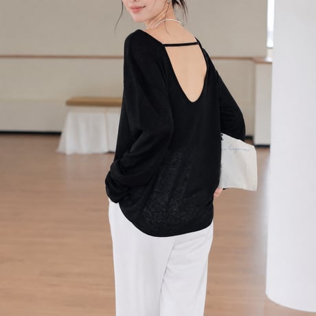 back open sheer long sleeve top　MA2029