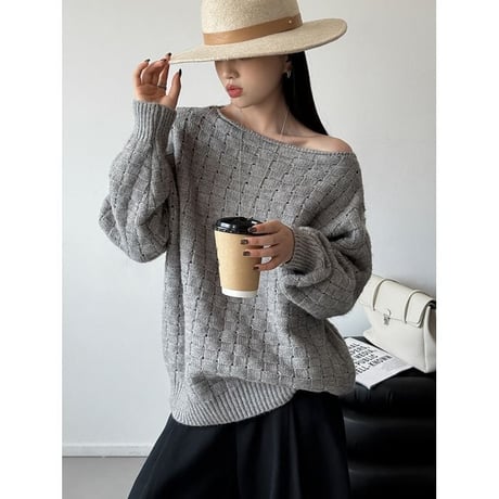 boat neck cable knit pullover　MA2264