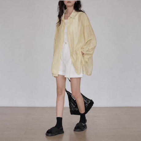 sheer stripe over shirt jacket/2color　MA2028
