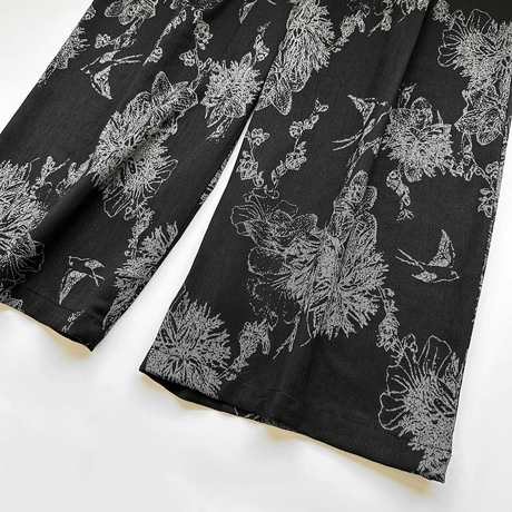 linen blend botanical print wide pants　MA2075