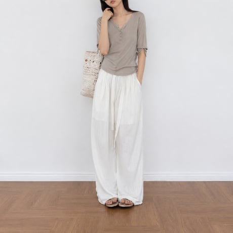 tencel linen blend slub wide easy pants /2color　MA2101