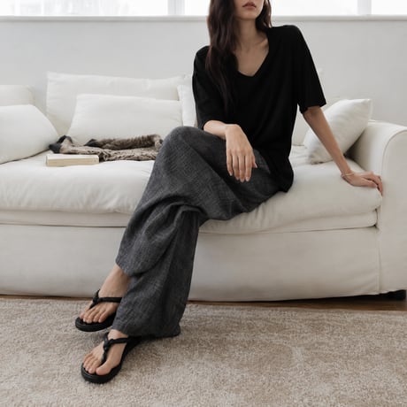 tencel linen blend slub wide easy pants /2color　MA2101