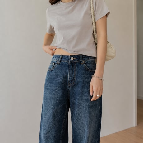 wash wide straight denim pants　MA2082