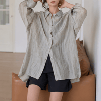 sheer stripe over shirt jacket/2color　MA2028