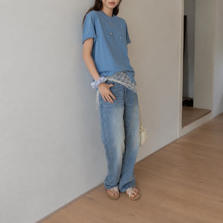 wash wide straight denim pants　MA2082