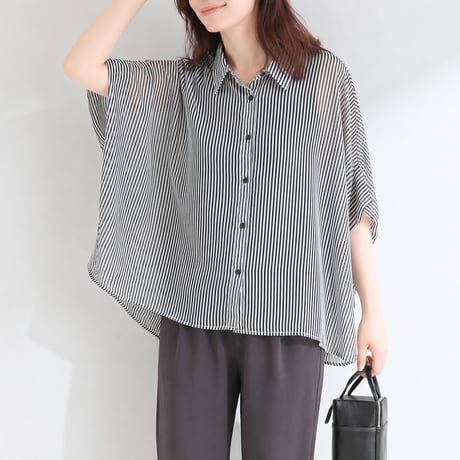 open collar oversized short sleeve shirt/2color　MA2093
