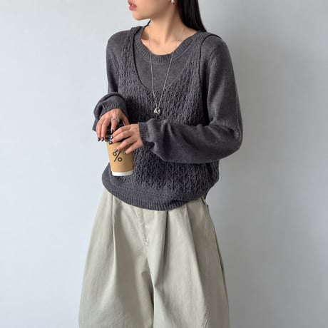 openwork knit ensemble /4color　MA2293
