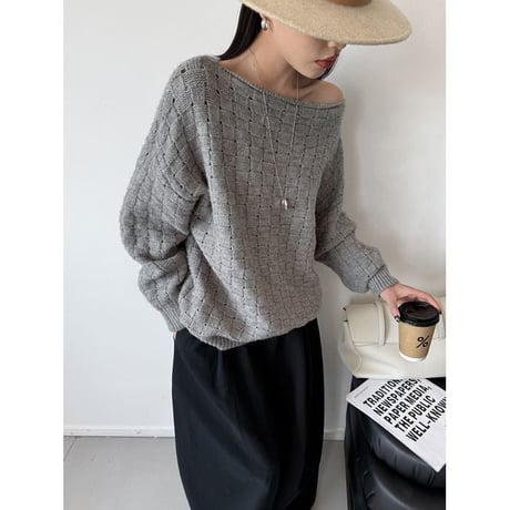 boat neck cable knit pullover　MA2264