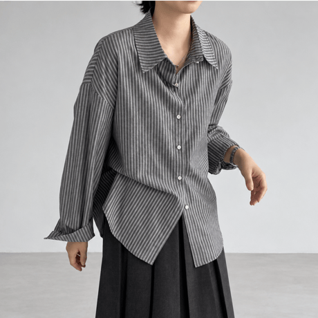 stripe cotton oversized shirt　MA2240