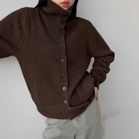 high neck button knit cardigan /2color　MA2289