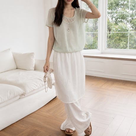 layered wrap straight pants/3color　MA2097