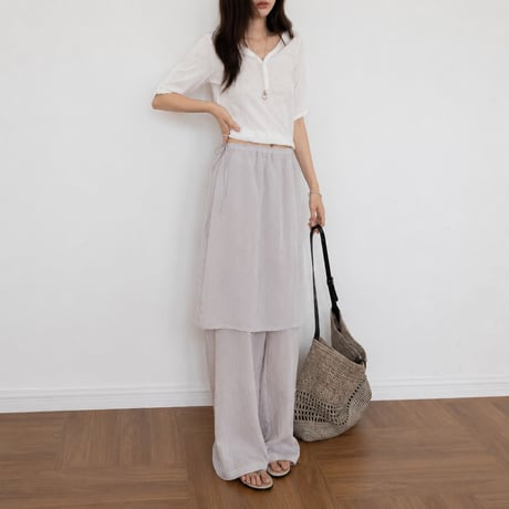 layered wrap straight pants/3color　MA2097