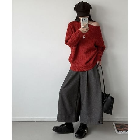 boat neck cable knit pullover　MA2264