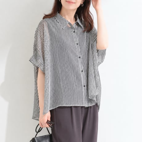 open collar oversized short sleeve shirt/2color　MA2093