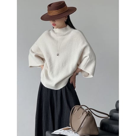 high neck wide sleeve knit pullover　MA2265