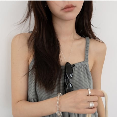 linen fringe gather camisole/2color　MA2103