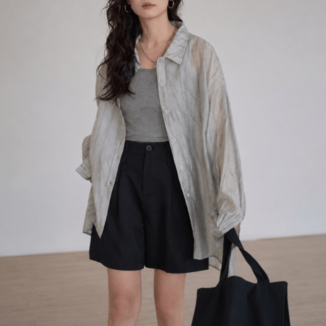 sheer stripe over shirt jacket/2color　MA2028