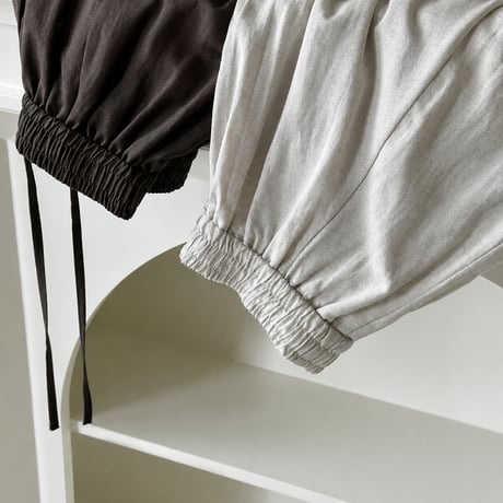 linen gathered cropped pants /2color　MA2077